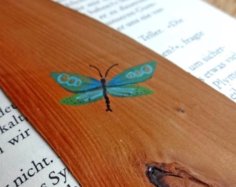 Bookmark hand-painted wood -- small butterfly