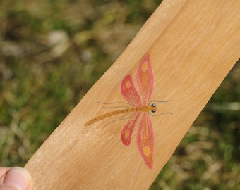 Bookmark hand-painted wood -- Dragonfly
