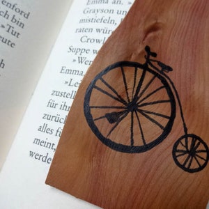 Lesezeichen handbemalt Holz antikes Fahrrad Bild 3