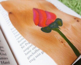 Bookmark Hand Painted Wood - Bud