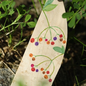 wooden bookmark | berries | colorful nature | elderberry | hand-painted bookmark | painted wood | art | book | bookmarker | love of nature