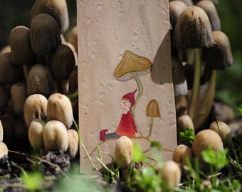 Wooden bookmark | Gnome | Mushrooms | Relaxation | Nature | hand-painted bookmark | painted wood | Art | Book | Autumn | Memorization aid