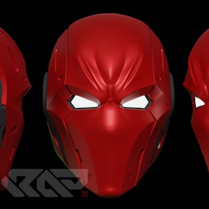 Red Cyber Hood Helmet 3D