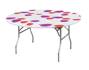 Celebration Print (Balloon & Confetti) Plastic Fitted Round Table Covers- 2-pack
