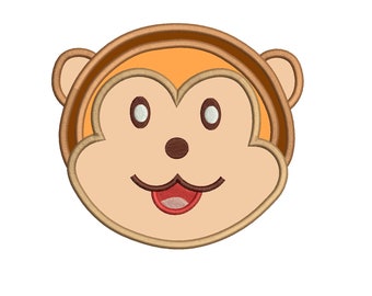 Monkey Face Applique Design Instant DOWNLOAD