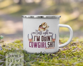 Cowgirl Camp Mug, 12 oz Enamel Mug