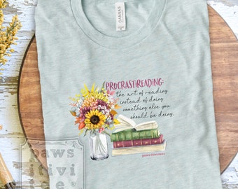 Procrastireading T-Shirt, Bookworm Librarian Tee