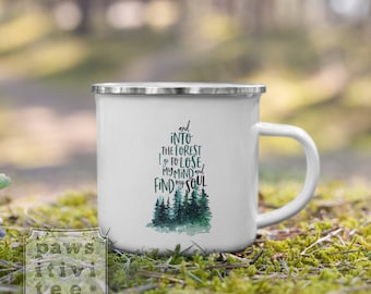 Enamel Camp Mug – John Muir Quote, Outdoor Adventure