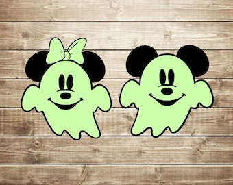 Mickey en Minnie mouse ghost svg, gesneden bestanden voor cricut silhouette, INSTANT DOWNLOAD svg, png, eps, dxf Halloween