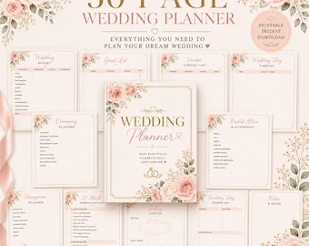 Wedding Planner Printable | Bridal Planning Book PDF | Checklist Budget Tracker A4 A5 Letter, Budget Binder