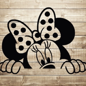 Minnie peeking svg, svg minnie face, couper des fichiers pour la silhouette cricut, clipart, téléchargement immédiat