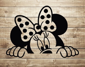 Minnie peeking svg, minnie face svg, cut files for cricut silhouette, clipart, INSTANT DOWNLOAD