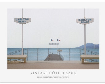 VINTAGE COTÉ D'AZURE 10 Carlton Beach in Cannes, France, Fine Art Photograph, 1980s South of France, Cannes Croisette