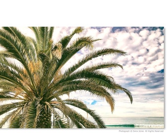 CALIFORNIA COASTAL PALMS 1 Fine Art Photograph, Palm Tree Pacific Ocean, Breaking Wave Beach Culture, Boho Style, California Dreaming