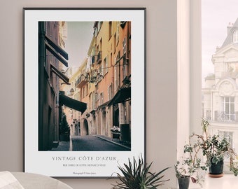 VINTAGE COTÉ D'AZUR 4 Vintage Photograph, Old City of Monaco, Narrow Cobblestones, South of France, Fine Art Photograph, Pastel Colors