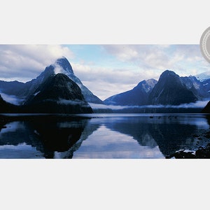 DRAMATIC MILFORD SOUND Landscape in New Zealand, Fine Art Photograph, Travel Photography, Landscape Photography, Panorama Images, Fiords. image 1