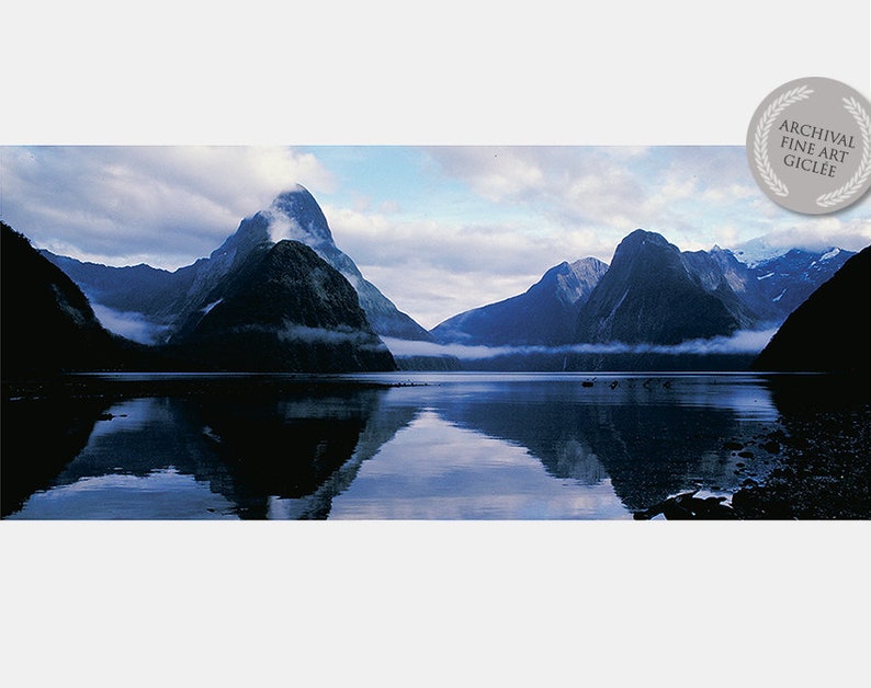 DRAMATIC MILFORD SOUND Landscape in New Zealand, Fine Art Photograph, Travel Photography, Landscape Photography, Panorama Images, Fiords. image 1