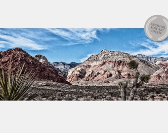 RED ROCK LANDSCAPE 1 - Nevada, Desert Cactus, Fine Art Photograph, Travel Photography, Landscape Photography, Panorama Photography,