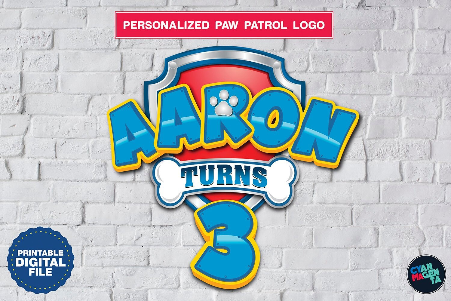 Paw Patrol logo personalized with name and age | Etsy