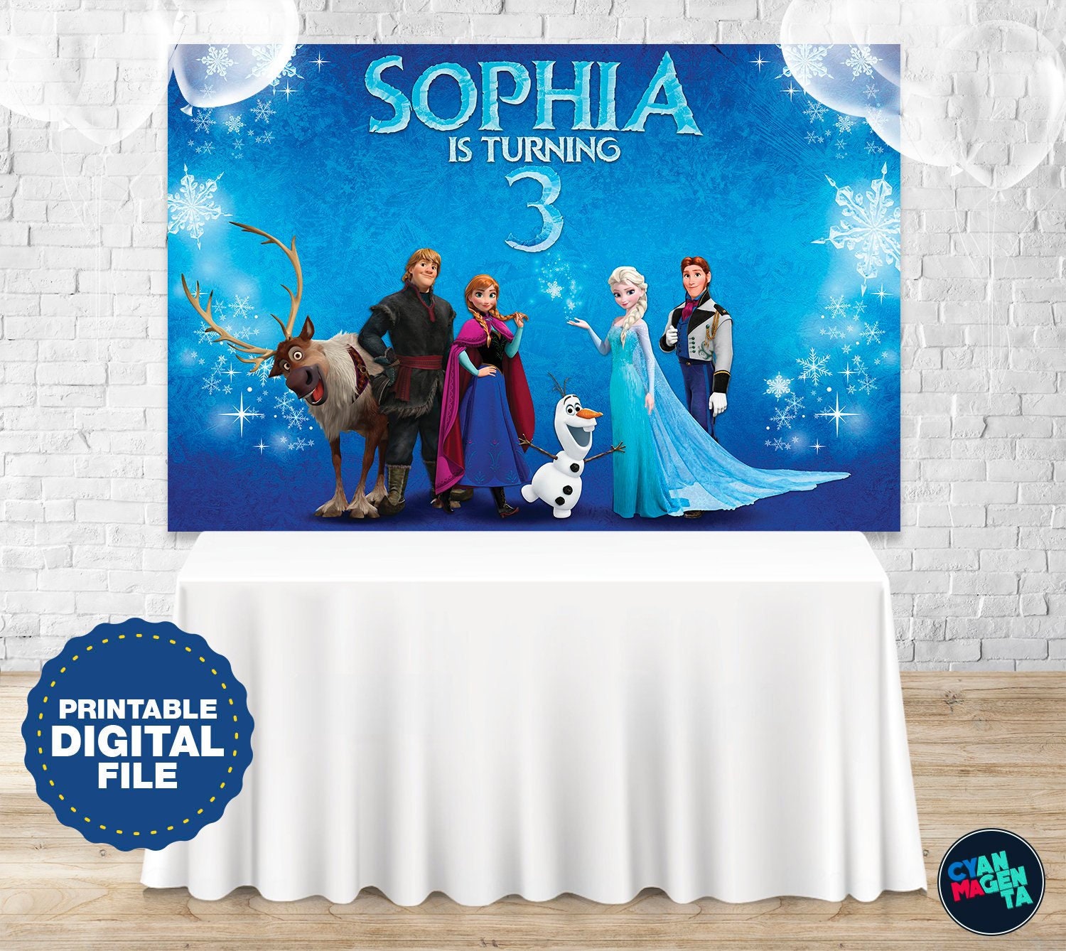 Frozen backdrop for birthday party with personalized name | Etsy