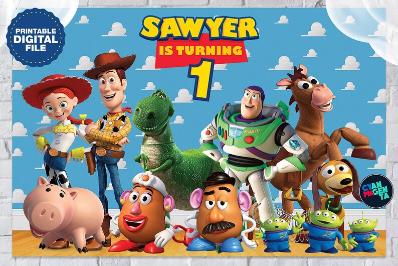 Toy Story backdrop for birthday party with personalized name Etsy