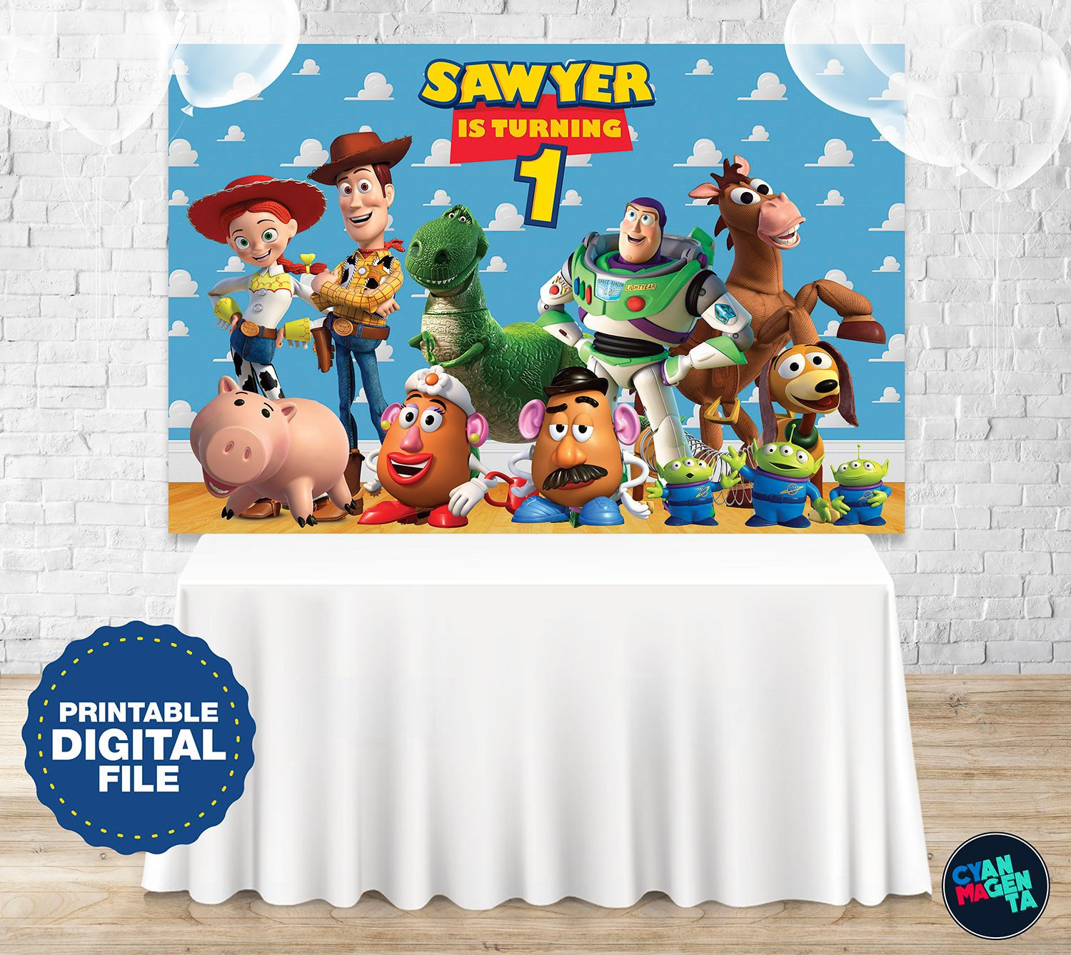 Toy Story backdrop for birthday party with personalized name Etsy