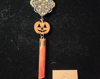 Halloween Wall Decor or Ornament: Crystal and Jack o' Lantern