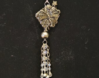 Holiday Ornament: Gray Crystal Flower