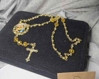 Citrine and Gold Tone Rosary
