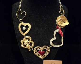 Costume Gold Heart Festoon Necklace