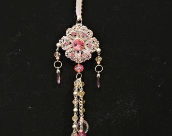 Holiday Ornament: Pink Flower Crystal