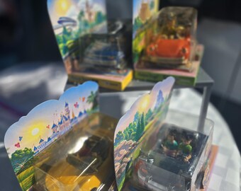 NIB 2000 Chevron Cars Disney Autopia Set  Vintage Disneyland Collectible Rare 4‑Car Set