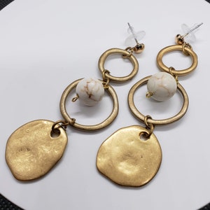 Gold and Stone Circle Earrings