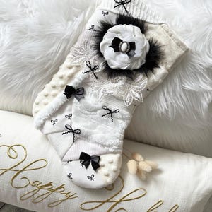 One of a Kind Whimsical Christmas Stocking with Bows.