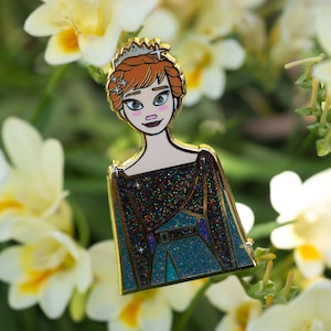 Disney, Die Eiskönigin 2, Königin Anna von Arendelle, vergoldeter Glitzer Hard Emaille Pin