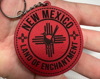 New Mexico Leatherette double sided keychain