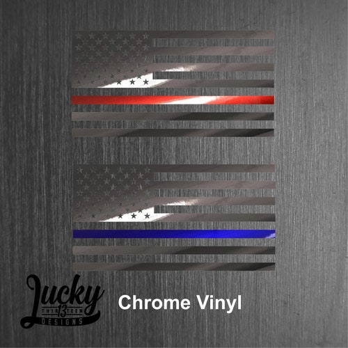 Thin Red Line / Thin Blue Line Metallic Chrome Vinyl Decals Etsy