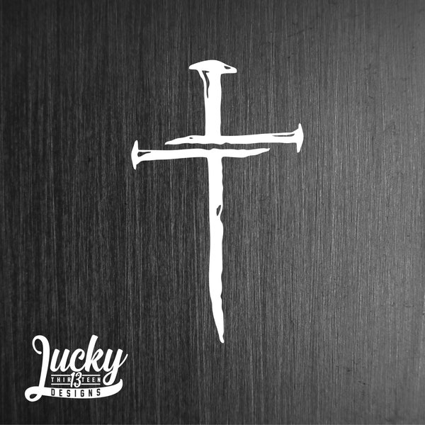 Three nail cross vinyl decal