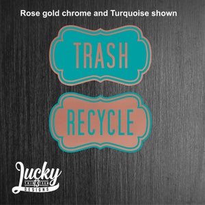 2 color fancy trash and recycle decals