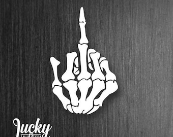 Skeleton Middle finger vinyl decal