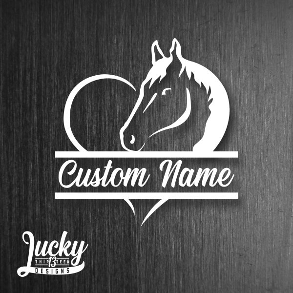 Horse heart custom with name vinyl decal