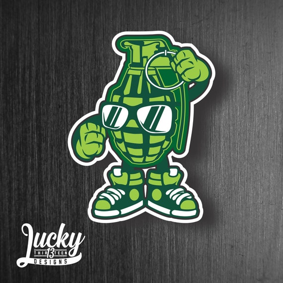 Cartoon Hand Grenade Printed Vinyl Decal - Etsy