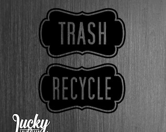 Fancy trash and Recycle vinyl sticker set