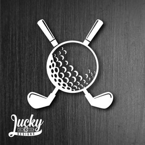 Golfball mit gekreuzten Klubs Vinyl Aufkleber