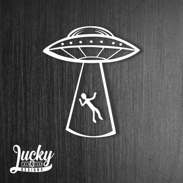 UFO alien abduction vinyl decal