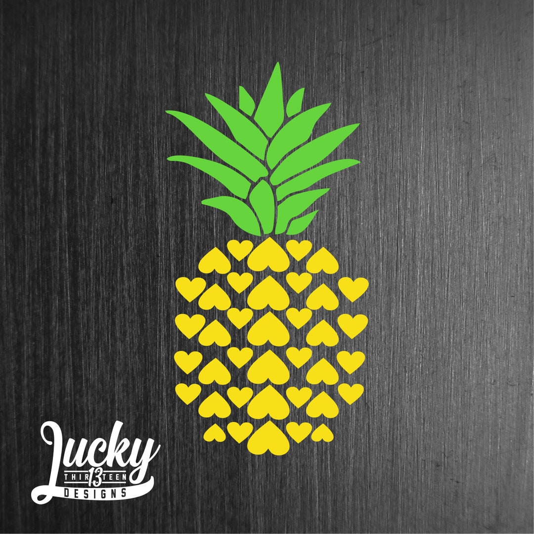 Pineapple Hearts Vinyl Decal Etsy