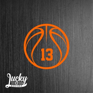 Basketball with number vinyl decal