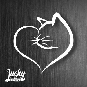 Cat heart vinyl decal