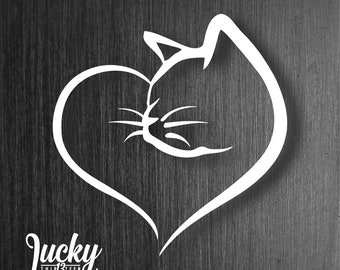 Cat heart vinyl decal