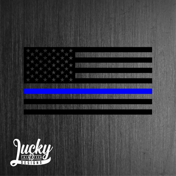 Thin blue line American flag vinyl decal